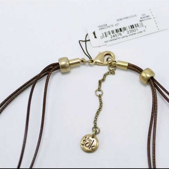 Semi Precious Amazonite & Leather Cord Necklace by The Sak NWT - Picture 3 of 3